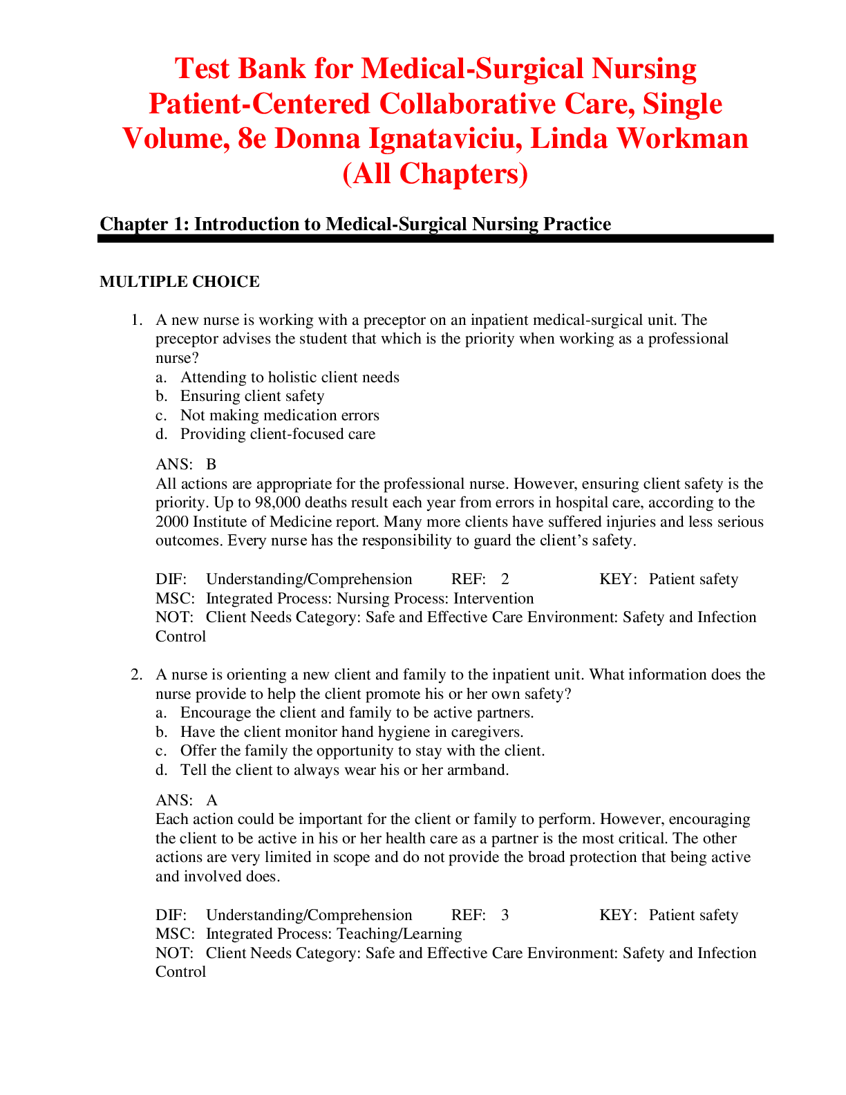 Preview of Medical-Surgical Nursing Patient-Centered Collaborative Care, Single Volume, 8e Donna Igna